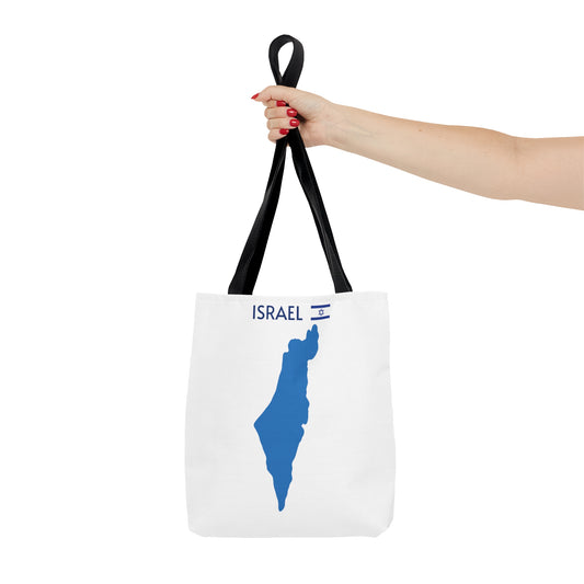Israel blue map with Israel flag Tote bag.