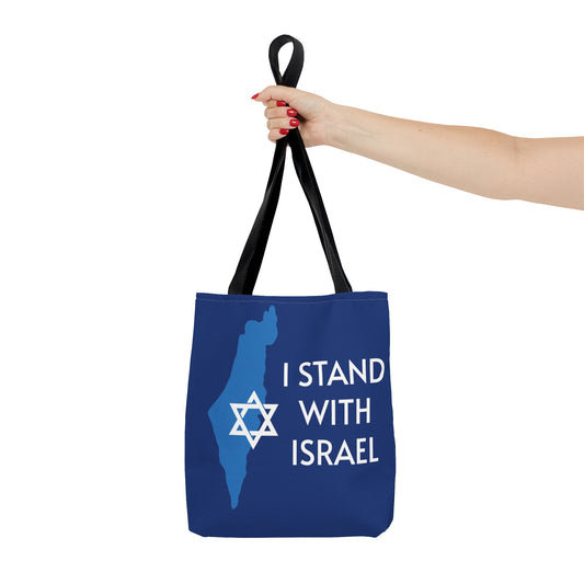 I stand with Israel star of david blue map dark blue Tote bag.